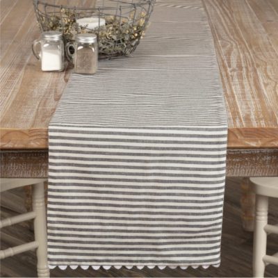 Farmhouse Ticking Gray Runner 72Lx13W