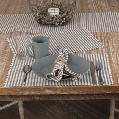 Farmhouse Ticking Gray Napkin Set of 4 18Lx18W