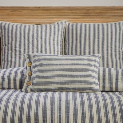 Market Place Blue Fabric Pillow Cover 21Lx12W