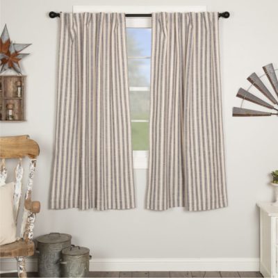 Market Place Blue Ticking Stripe Short Panel Set of 2 63Lx36W