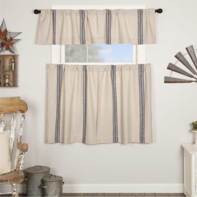 Market Place Blue Grain Sack Stripe Tier Set of 2 36Lx36W