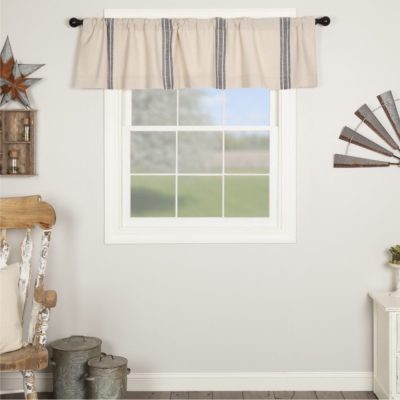 Market Place Blue Grain Sack Stripe Valance 16Lx72W