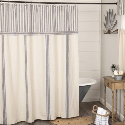 Market Place Blue Stripe Shower Curtain 72Lx72W