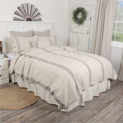 Market Place Gray Grain Sack Stripe King Duvet Cover 92Lx108W