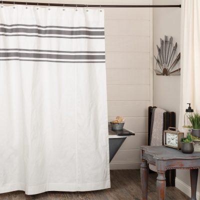 Silo Hill Charcoal Stripe Shower Curtain 72Lx72W