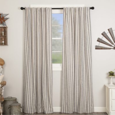 Market Place Blue Ticking Stripe Panel Set of 2 96Lx50W