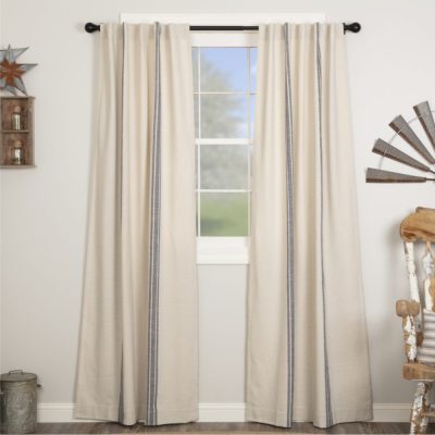 Market Place Blue Grain Sack Stripe Panel Set of 2 96Lx50W