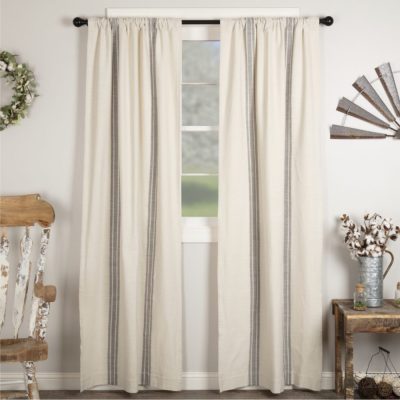 Market Place Gray Grain Sack Stripe Panel Set of 2 96Lx50W