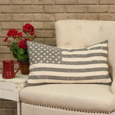 Stenciled Flag Pillow Cover 25Lx15W