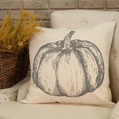 Sketched Pumpkin Pillow Cover 20Lx20W