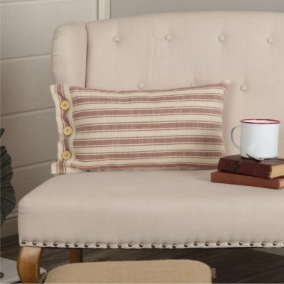 Market Place Red Fabric Pillow Cover 21Lx12W