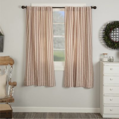 Market Place Red Ticking Stripe Short Panel Set of 2 63Lx36W