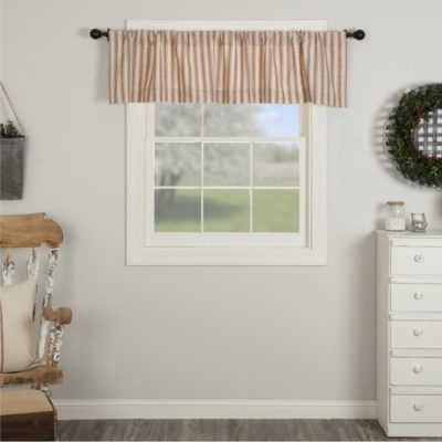 Market Place Red Ticking Stripe Valance 16Lx72W