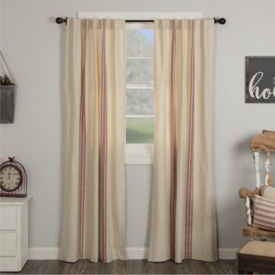 Market Place Red Grain Sack Stripe Panel Set of 2 84Lx40W
