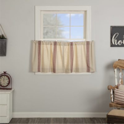 Market Place Red Grain Sack Stripe Tier Set of 2 24Lx36W
