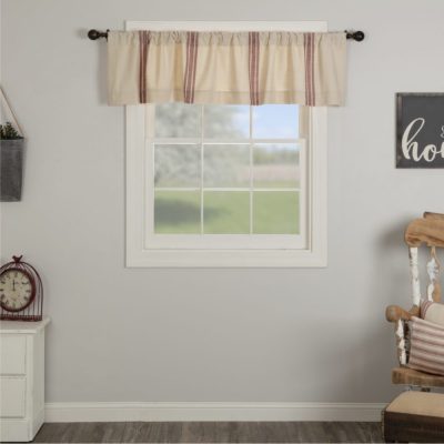 Market Place Red Grain Sack Stripe Valance 16Lx72W