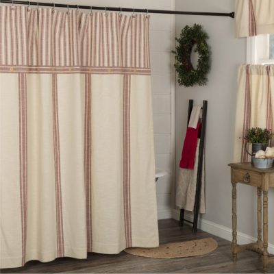 Market Place Red Stripe Shower Curtain 72Lx72W