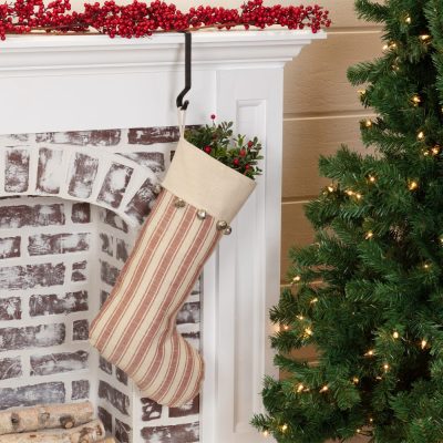 Sleigh Bells Ring Ticking Stripe Stocking 20Lx12W
