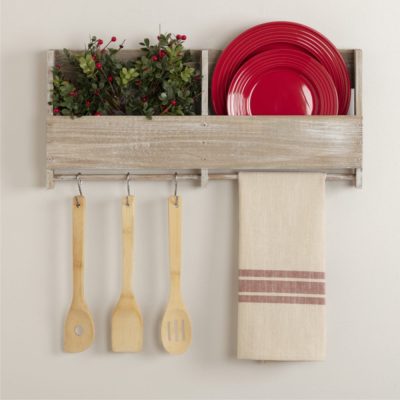 Market Place Red Grain Sack Stripe Tea Towel 28Lx19W