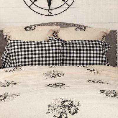 Vintage Check Black Standard Sham Set of 2 27Lx21W+4