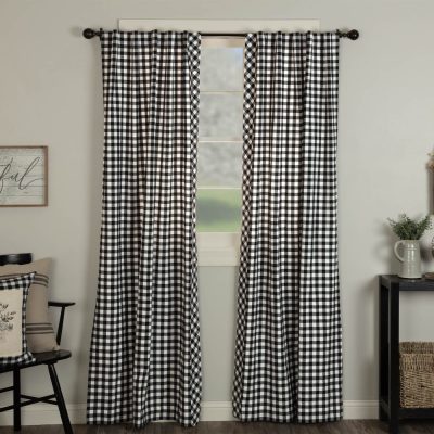 Vintage Check Black Panel Set of 2 84Lx40W