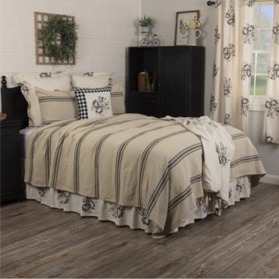 Mill House Stripe Black Queen Coverlet 94Lx94W