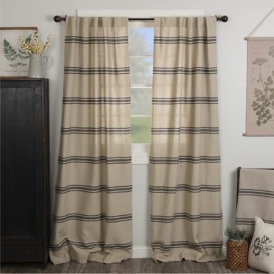 Mill House Stripe Black Panel Set of 2 96Lx50W