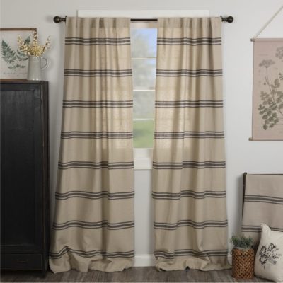 Mill House Stripe Black Panel Set of 2 84Lx40W