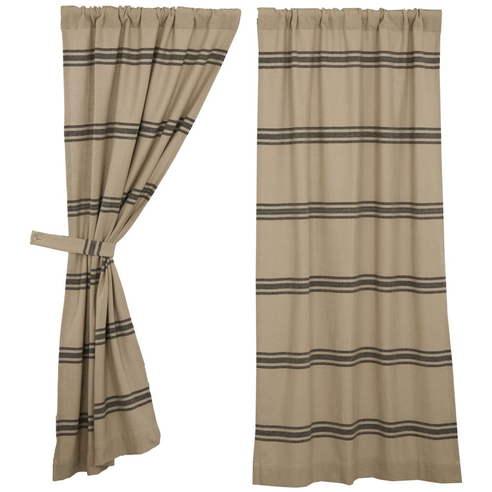 Mill House Stripe Black Short Panel Set of 2 63Lx36W - Image 2