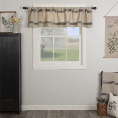 Mill House Stripe Black Valance 16Lx72W