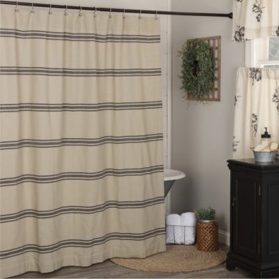 Mill House Stripe Black Shower Curtain 72Lx72W