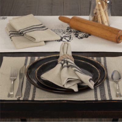 Mill House Stripe Black Napkin Set of 4 18Lx18W