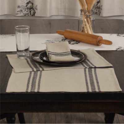 Mill House Stripe Black Placemat Set of 4 18Lx12W