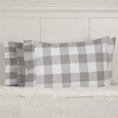 Madison Check Gray Standard Pillow Case Set of 2 27Lx21W+4