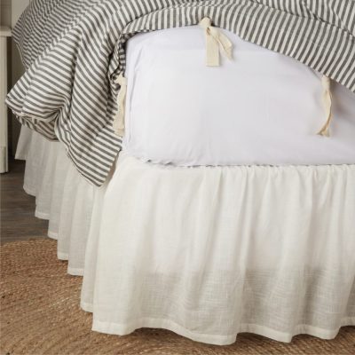 Antique Muslin White Queen Bed Skirt 80Lx60Wx16