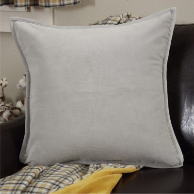 Morning Meadow Gray Velvet Pillow Cover 20Lx20W