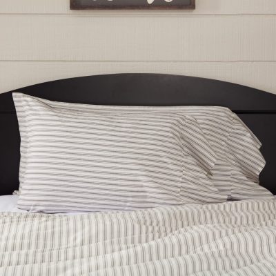 Timeless Ticking Gray Ruffled King Sham Set of 2 37Lx21W+8