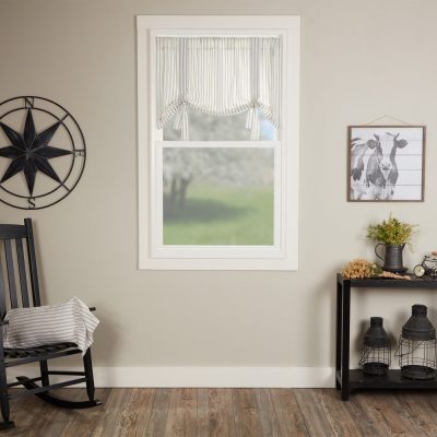 Timeless Ticking Gray Roman Valance 24Lx40W