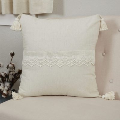 Flax and Lace Pillow Cover 20Lx20W