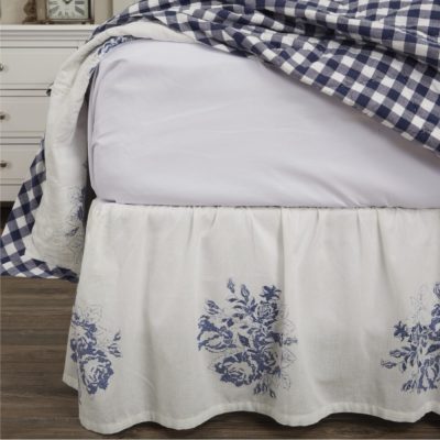 Lydia Blue King Bed Skirt 80Lx78Wx16