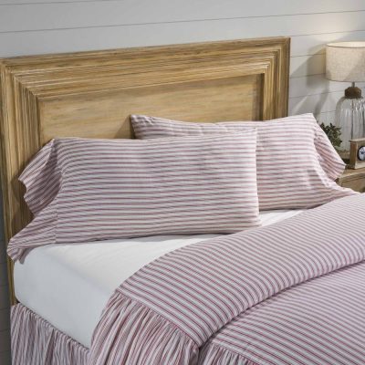 Timeless Ticking Red Ruffled King Sham Set of 2 37Lx21W+8