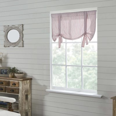 Timeless Ticking Red Roman Valance 24Lx40W