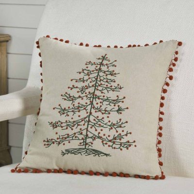Timeless Ticking Red Tree Pillow Cover 18Lx18W