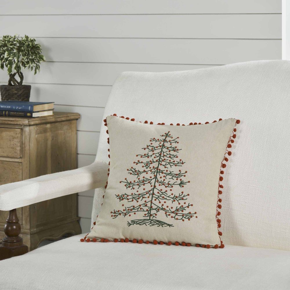Timeless Ticking Red Tree Pillow Cover 18Lx18W - Image 2