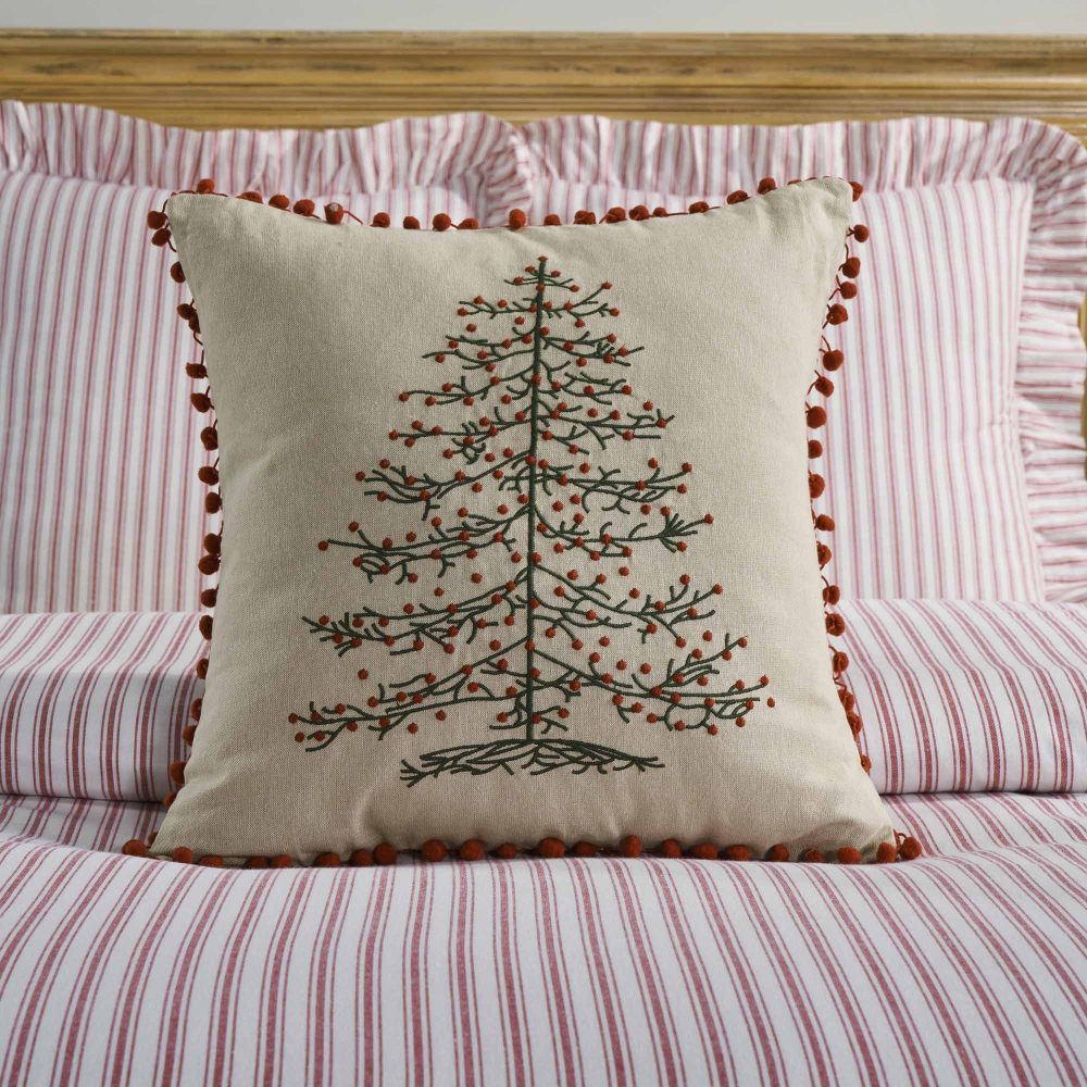 Timeless Ticking Red Tree Pillow Cover 18Lx18W - Image 3