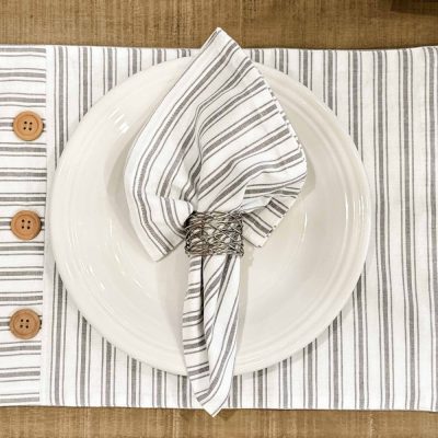 Timeless Ticking Gray Napkin Set of 4 18Lx18W