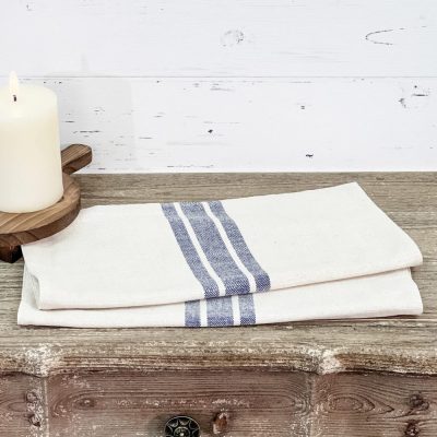 Market Place Blue Grain Sack Stripe Tablemat Set of 2 14Lx14W