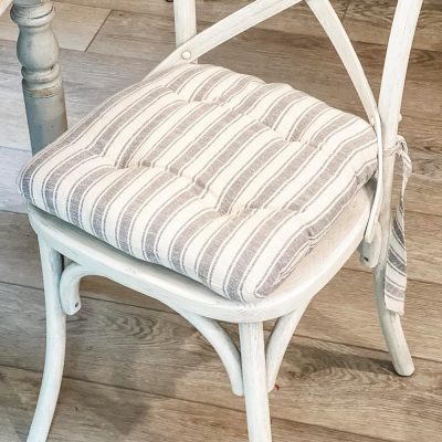 Market Place Gray Ticking Stripe Chair Pad 16Lx16W