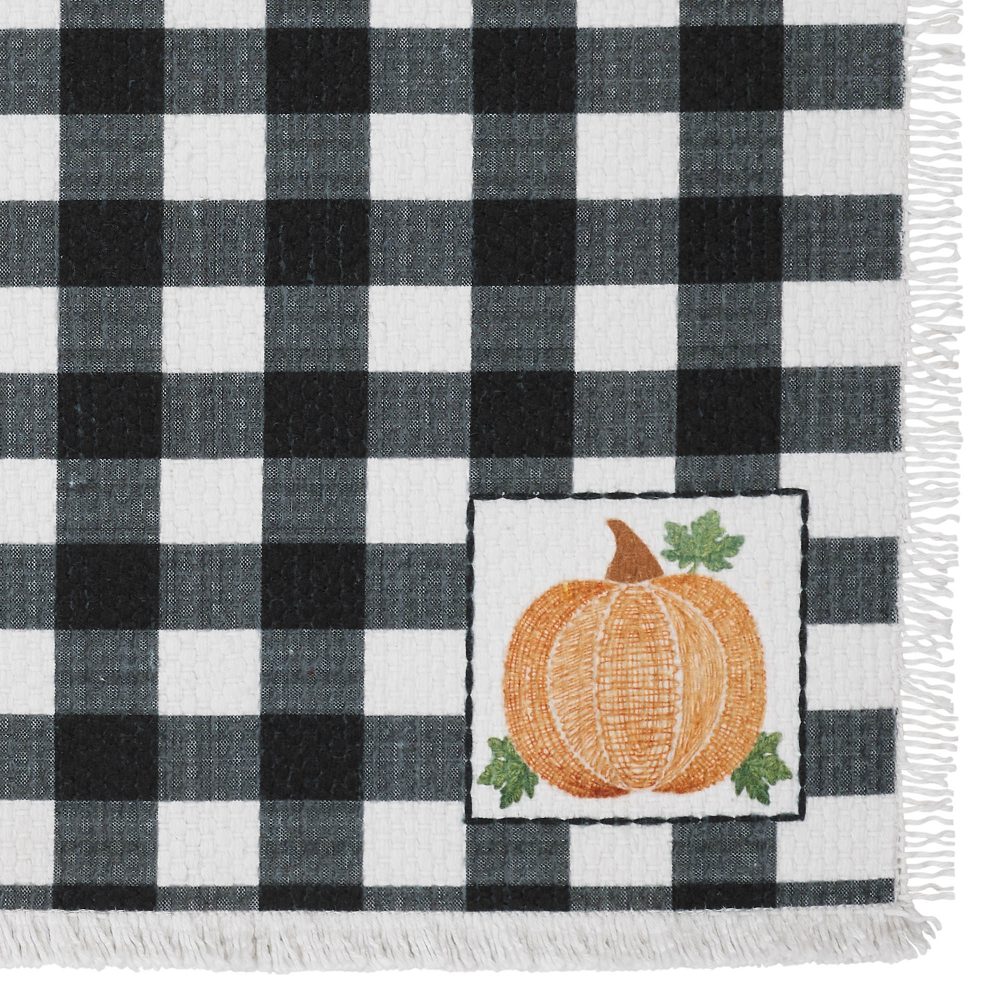 Annie Farmhouse Fall Black Check Pumpkin Placemat Set of 2 Autumn Harvest Table Linens 13x19 - Image 7