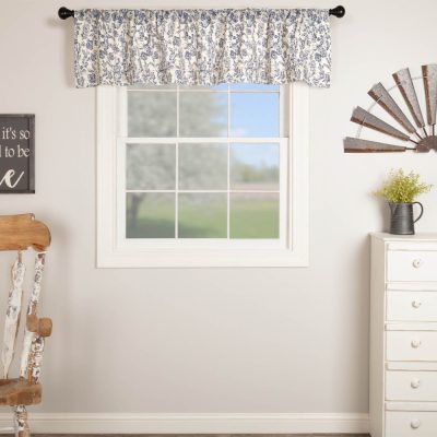 Blue Floral Valance 16Lx72W